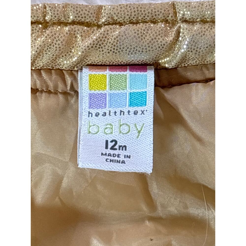 Healthtex Baby 12M Gold Metallic Puffer Vest Shiny Zip Toddler Coat - Picture 5 of 6
